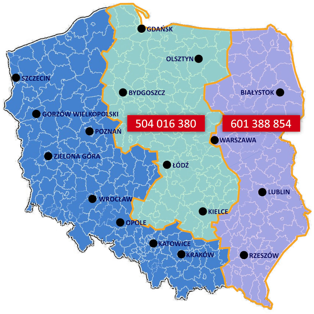 TKM Izolacje Wdmuchiwane - mapa obszaru działania firmy